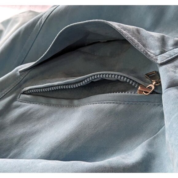 ANNE KLEIN Teal Faux Suede Jacket w/ Zippered Pockets Mid-Weight Springy Size S - Picture 7 of 8